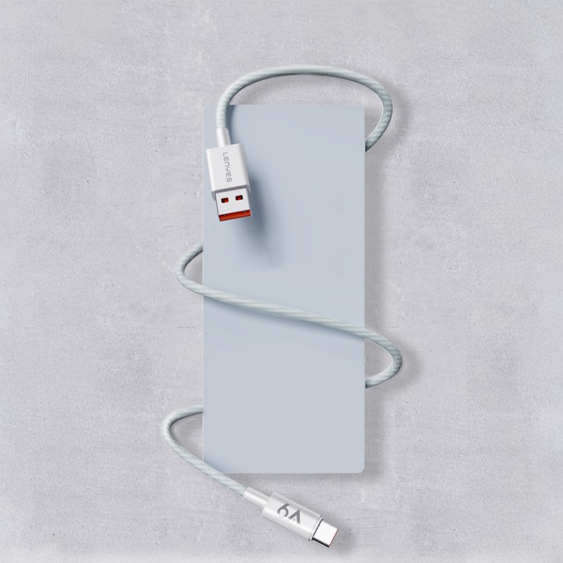 Bal-z Lenyes LC518 USB-A to Type-C 6A Örgü Tasarımlı Hızlı Şarj Özellikli Data ve Şarj Kablosu 66W 1M