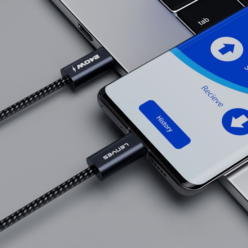 Bal-z Lenyes LC522 Type-C to Type-C Hızlı Şarj Özellikli Data ve Şarj Kablosu 240W 1.2M