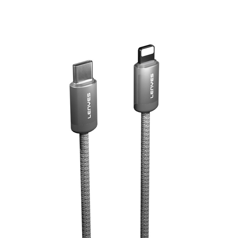 Bal-z Lenyes LC527 Spiral Magnetik Örgülü Tasarım Type-C to Lightning Hızlı Şarj Özellikli Data ve Şarj Kablosu 27W 1M