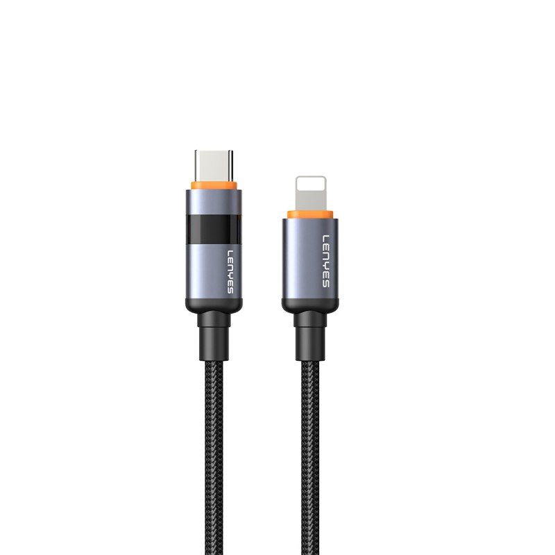 Bal-z Lenyes LC529 Type-C to Lightning LED Dijital Göstergeli Hızlı Şarj Özellikli Data ve Şarj Kablosu 30W 1M