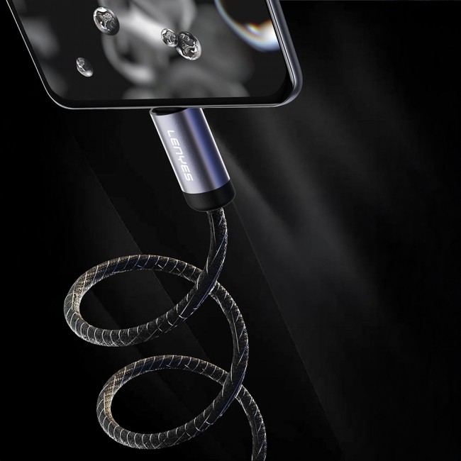 Lenyes LC537 Type-C to Lightning Hızlı Şarj Özellikli Örgülü Data ve Şarj Kablosu 27W 1M Lenyes LC537 Type-C to Lightning Hızlı Şarj Özellikli Örgülü Data ve Şarj Kablosu 27W 1M