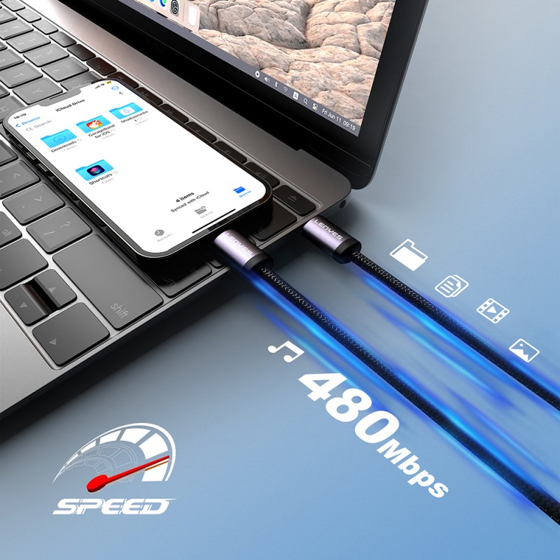 Bal-z Lenyes LC537 Type-C to Type-C Hızlı Şarj Özellikli Örgülü Data ve Şarj Kablosu 60W 1M