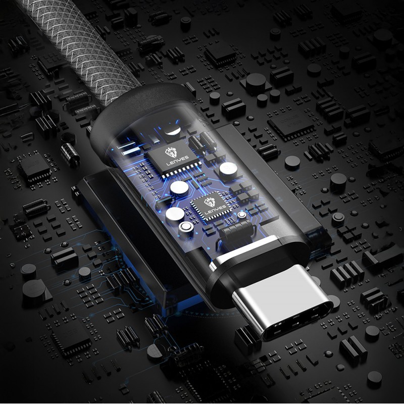 Bal-z Lenyes LC537 Type-C to Type-C Hızlı Şarj Özellikli Örgülü Data ve Şarj Kablosu 60W 1M