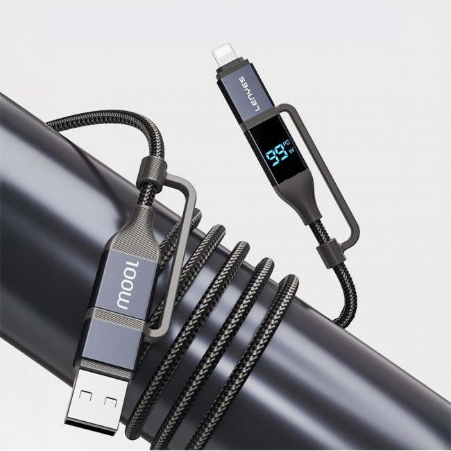 Lenyes LC542 Dijital Göstergeli 4in1 USB-A - Type-C + Type-C to Lightning 100W 1M Lenyes LC542 Dijital Göstergeli 4in1 USB-A - Type-C + Type-C to Lightning 100W 1M