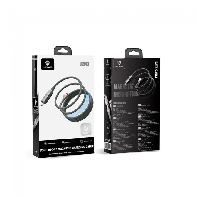 Lenyes LC543 4in1 Hızlı Şarj Özellikli USB-A - Type-C + Type-C to Lightning Data ve Şarj Kablosu 240W 1M Lenyes LC543 4in1 Hızlı Şarj Özellikli USB-A - Type-C + Type-C to Lightning Data ve Şarj Kablosu 240W 1M