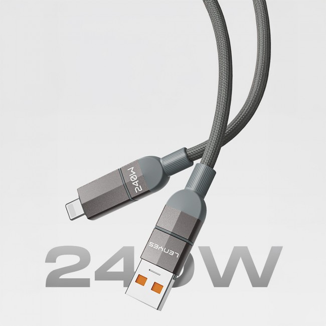 Lenyes LC543 4in1 Hızlı Şarj Özellikli USB-A - Type-C + Type-C to Lightning Data ve Şarj Kablosu 240W 1M Lenyes LC543 4in1 Hızlı Şarj Özellikli USB-A - Type-C + Type-C to Lightning Data ve Şarj Kablosu 240W 1M