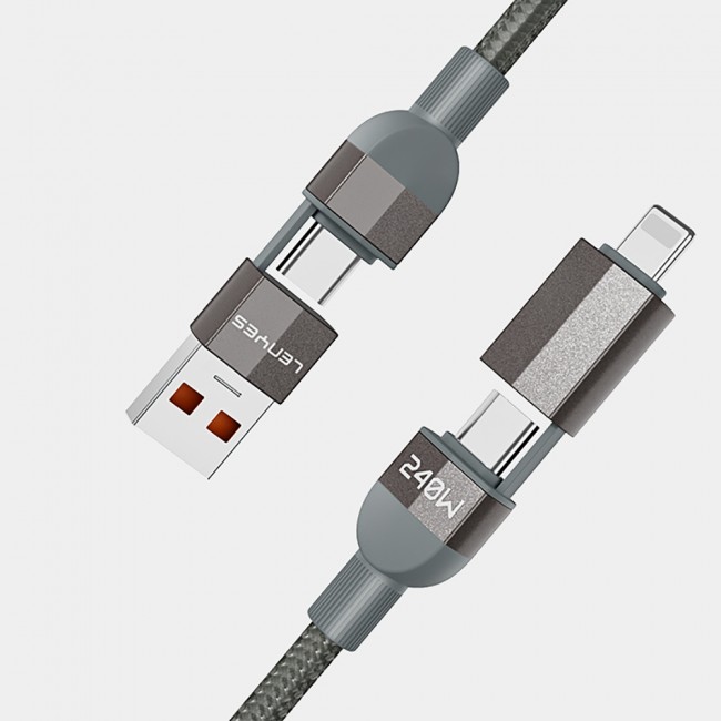 Lenyes LC543 4in1 Hızlı Şarj Özellikli USB-A - Type-C + Type-C to Lightning Data ve Şarj Kablosu 240W 1M Lenyes LC543 4in1 Hızlı Şarj Özellikli USB-A - Type-C + Type-C to Lightning Data ve Şarj Kablosu 240W 1M