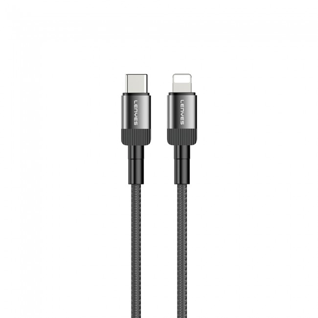 Lenyes LC546 Type-C to Lightning Örgü Tasarımlı Hızlı Şarj Özellikli Data ve Şarj Kablosu 27W 1M Lenyes LC546 Type-C to Lightning Örgü Tasarımlı Hızlı Şarj Özellikli Data ve Şarj Kablosu 27W 1M