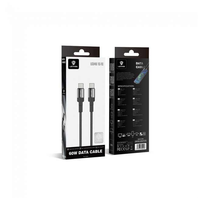 Lenyes LC546 Type-C to Type-C Örgü Tasarımlı Hızlı Şarj Özellikli Data ve Şarj Kablosu 60W 1M Lenyes LC546 Type-C to Type-C Örgü Tasarımlı Hızlı Şarj Özellikli Data ve Şarj Kablosu 60W 1M