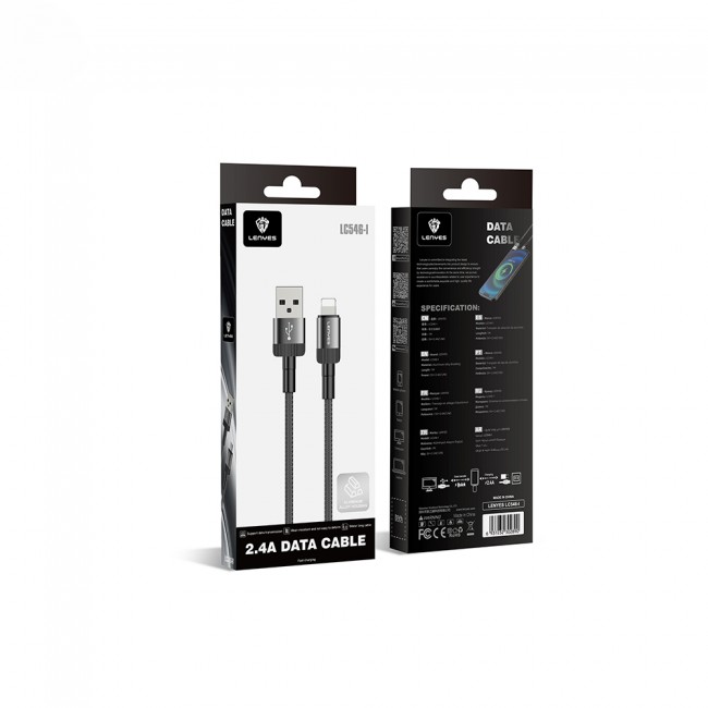 Lenyes LC546 USB-A to Lightning Örgü Tasarımlı Hızlı Şarj Özellikli Data ve Şarj Kablosu 12W 1M Lenyes LC546 USB-A to Lightning Örgü Tasarımlı Hızlı Şarj Özellikli Data ve Şarj Kablosu 12W 1M