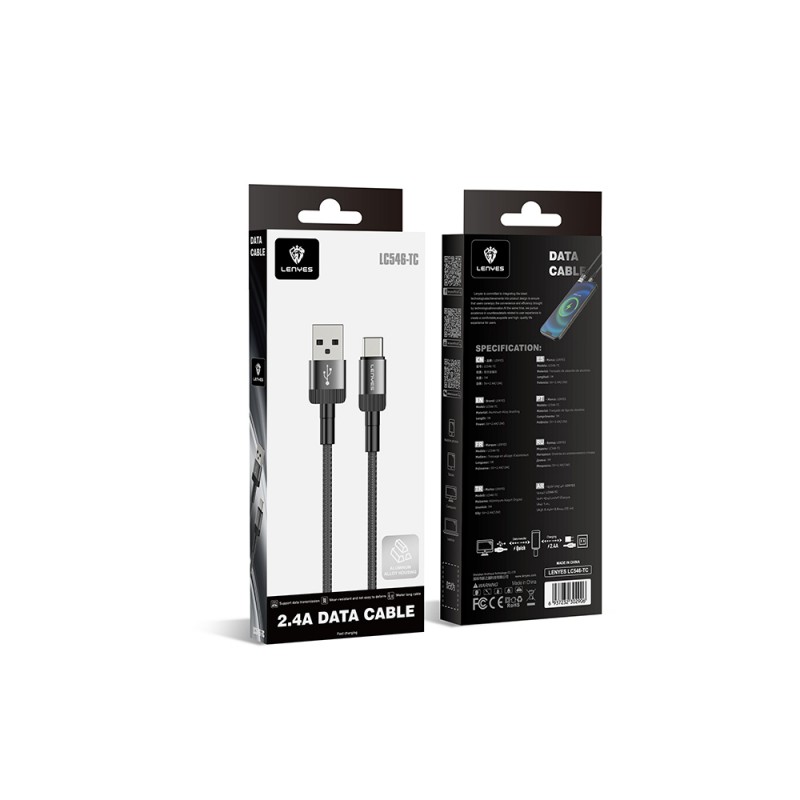 Bal-z Lenyes LC546 USB-A to Type-C Örgü Tasarımlı Hızlı Şarj Özellikli Data ve Şarj Kablosu 12W 1M