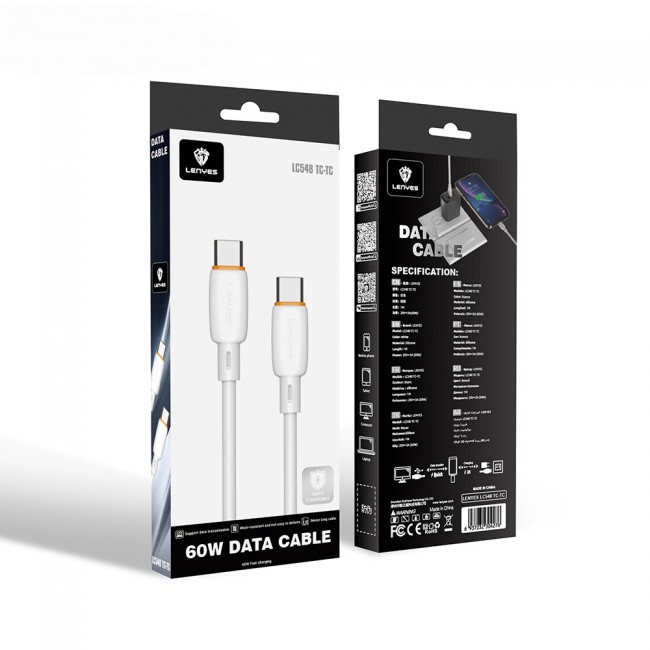 Lenyes LC548-TC-TC Type-C to Type-C Hızlı Şarj Özellikli PD Data ve Şarj Kablosu 60W 1M Lenyes LC548-TC-TC Type-C to Type-C Hızlı Şarj Özellikli PD Data ve Şarj Kablosu 60W 1M