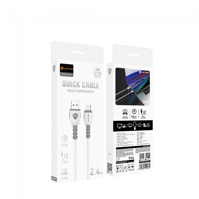 Lenyes LC979 USB-A to Micro Hızlı Şarj Özellikli Data ve Şarj Kablosu 2.4A 1M Lenyes LC979 USB-A to Micro Hızlı Şarj Özellikli Data ve Şarj Kablosu 2.4A 1M
