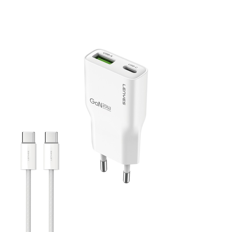 Bal-z Lenyes LCH11 Serisi Type-C to Type-C GaN Teknolojili PD Hızlı Şarj Özellikli Kablolu Şarj Seti 20W