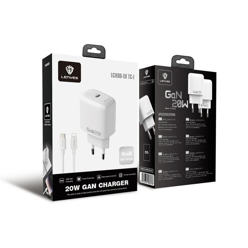 Bal-z Lenyes LCH90-TC-L Type-C to Lightning GaN Teknolojili PD Hızlı Şarj Özellikli Şarj Seti 20W