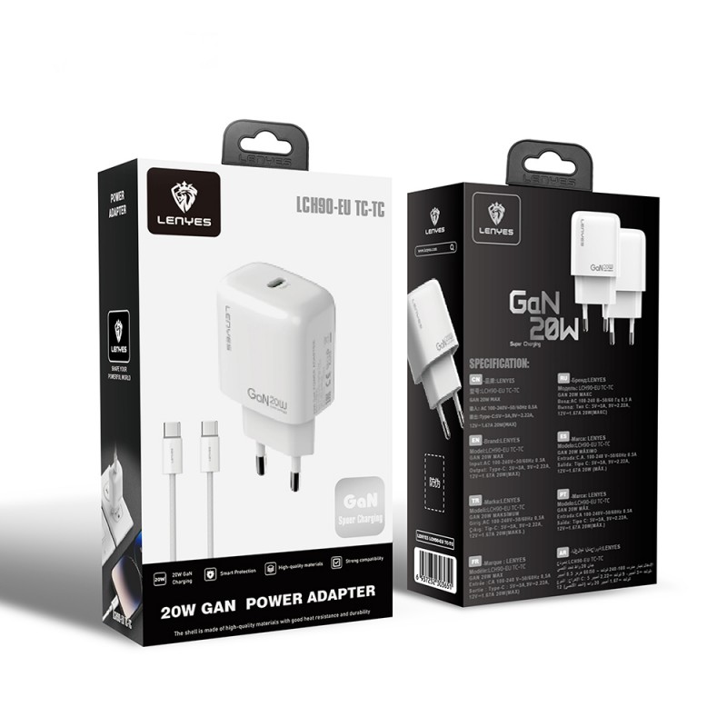 Bal-z Lenyes LCH90-TC-TC Type-C to Type-C GaN Teknolojili PD Hızlı Şarj Özellikli Şarj Seti 20W