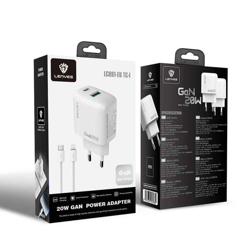 Bal-z Lenyes LCH91-TC-L Type-C to Lightning GaN Teknolojili PD ve USB Hızlı Şarj Özellikli Şarj Seti 20W
