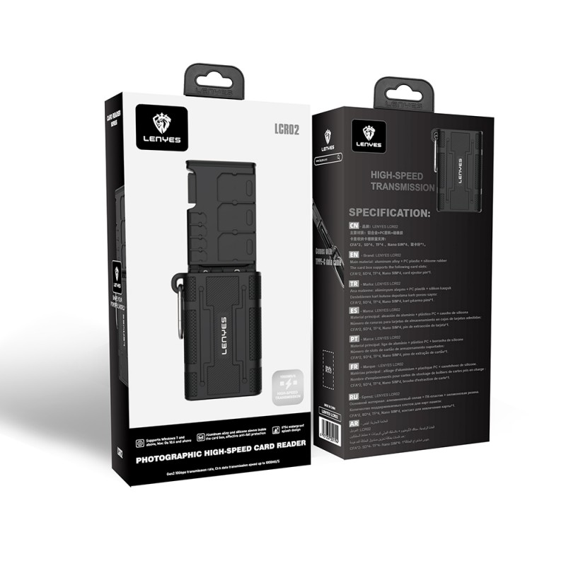 Bal-z Lenyes LCR02 Type-C Kablolu Su Geçirmez Çoklu Kart Depolama ve Okuyucu Kutusu 10 Gbps