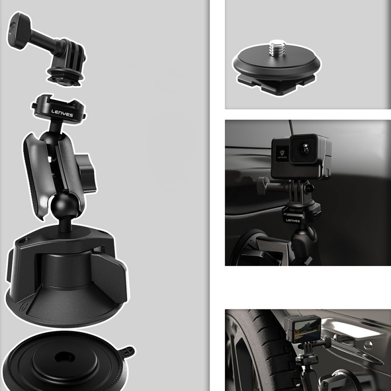 Bal-z Lenyes LCT102 Teleskopik Vantuzlu Tasarım Aksiyon Kamera Tutucu