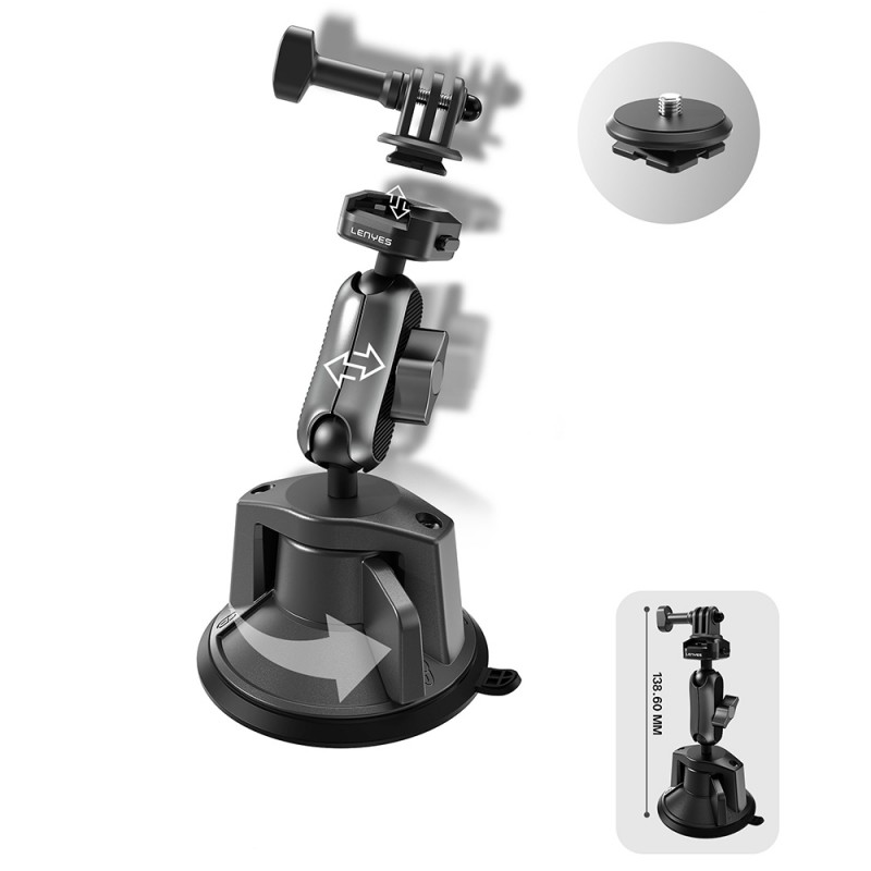 Bal-z Lenyes LCT102 Teleskopik Vantuzlu Tasarım Aksiyon Kamera Tutucu