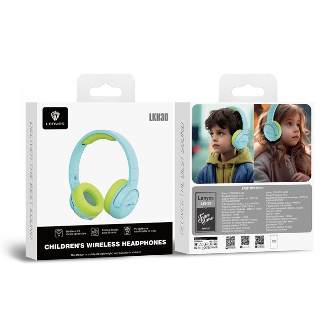 Lenyes LKH30 Ayarlanabilir Katlanabilir Çocuklara Özel Işık Efektli Kulak Üstü Kablolu ve Bluetooth Kulaklık v5.3 Lenyes LKH30 Ayarlanabilir Katlanabilir Çocuklara Özel Işık Efektli Kulak Üstü Kablolu ve Bluetooth Kulaklık v5.3