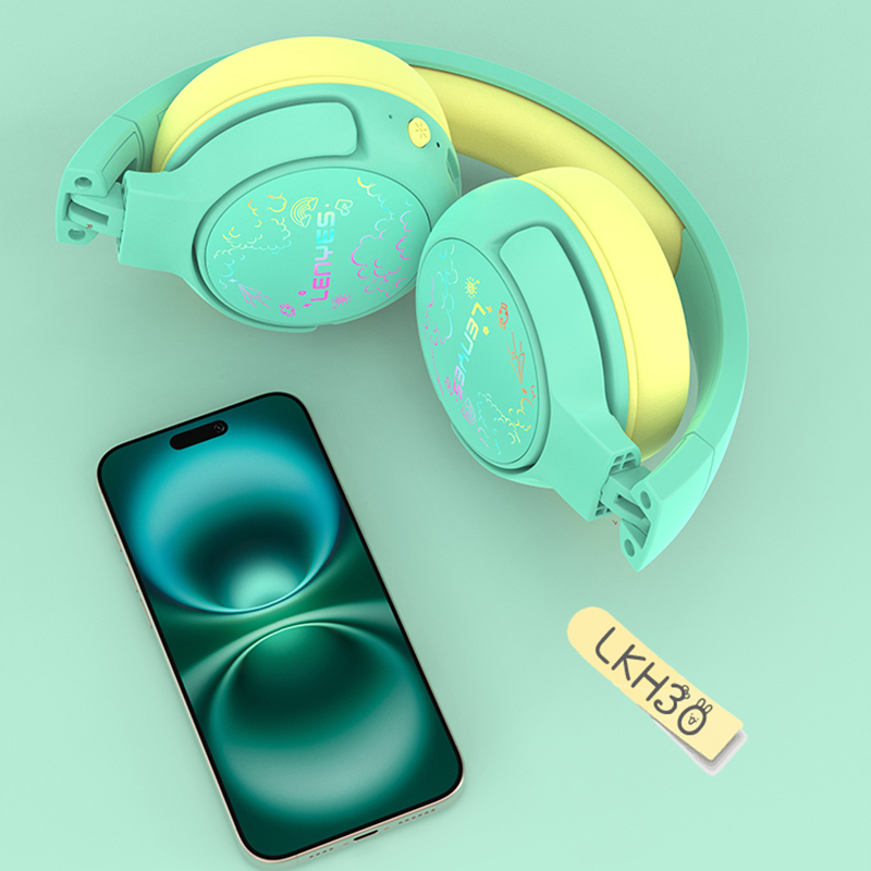 Bal-z Lenyes LKH30 Ayarlanabilir Katlanabilir Çocuklara Özel Işık Efektli Kulak Üstü Kablolu ve Bluetooth Kulaklık v5.3