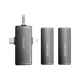 Lenyes LM202 3in1 Type-C&Lightning&3,5mm Portlu Kablosuz Yaka Mikrofonu Lenyes LM202 3in1 Type-C&Lightning&3,5mm Portlu Kablosuz Yaka Mikrofonu