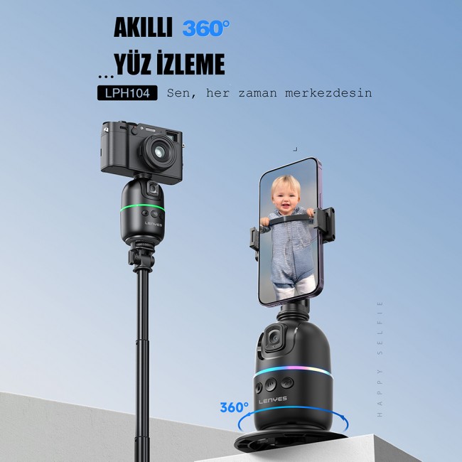Lenyes LPH104 Canlı Yayın 360 Derece Dönebilen Akıllı Yüz Tanıma Takip Standı Lenyes LPH104 Canlı Yayın 360 Derece Dönebilen Akıllı Yüz Tanıma Takip Standı