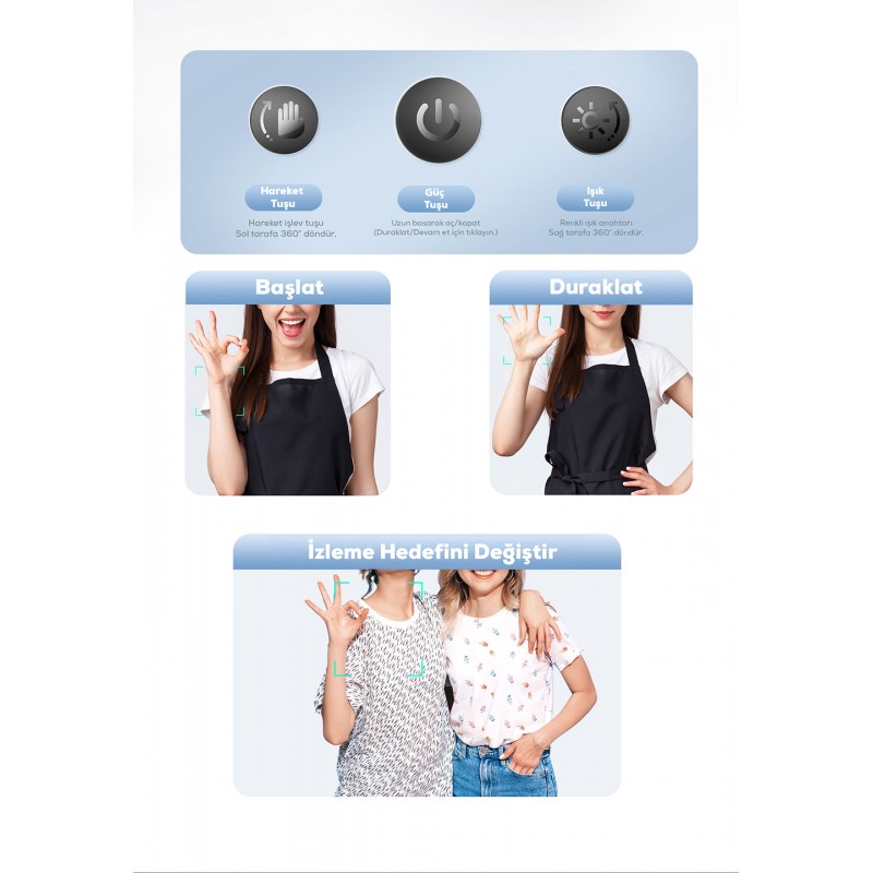 Bal-z Lenyes LPH104 Canlı Yayın 360 Derece Dönebilen Akıllı Yüz Tanıma Takip Standı