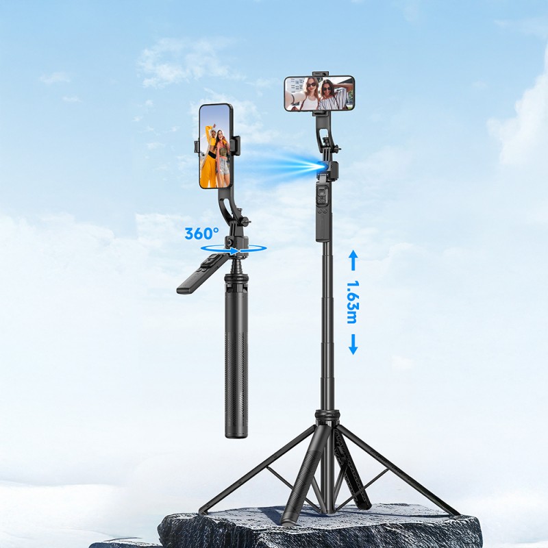 Bal-z Lenyes LPH107 Canlı Yayın Dolgu Işıklı Kumandalı 360 Derece Dönebilen Selfie Çubuğu ve Tripod