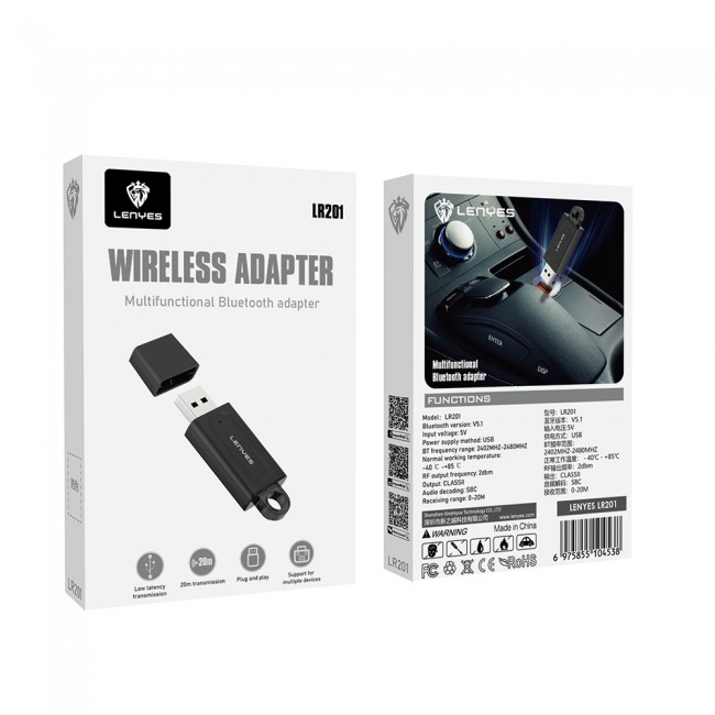 Lenyes LR201 USB Bluetooth 5.1 Wireless Transmitter Adaptör Lenyes LR201 USB Bluetooth 5.1 Wireless Transmitter Adaptör