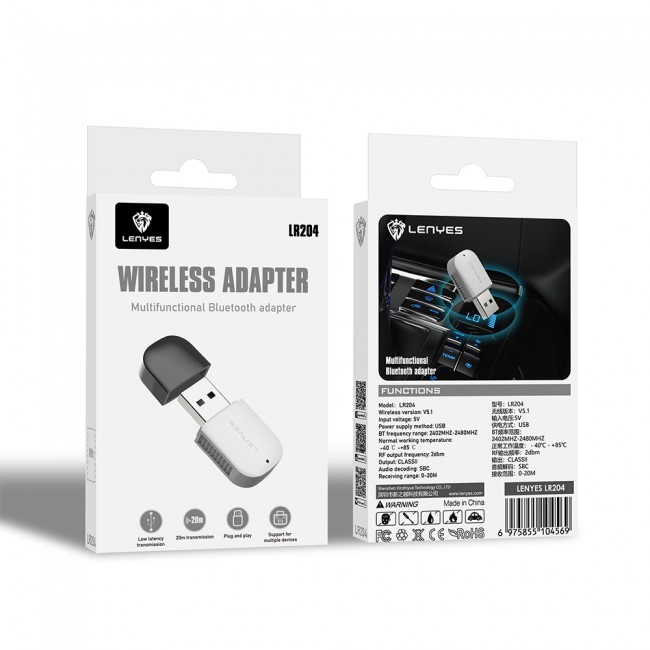 Lenyes LR204 USB Bluetooth 5.1 Wireless Transmitter Adaptör Lenyes LR204 USB Bluetooth 5.1 Wireless Transmitter Adaptör