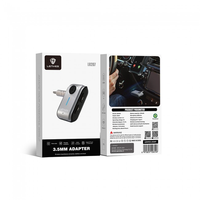Lenyes LR207 Kablosuz Ses Alıcı AUX Bluetooth 5.3 Adaptör Lenyes LR207 Kablosuz Ses Alıcı AUX Bluetooth 5.3 Adaptör