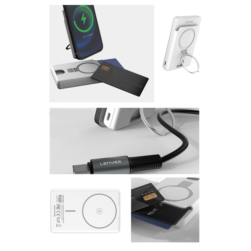 Bal-z Lenyes PW0006D PD 20W Hızlı Şarj Özellikli Kartlıklı Standlı Wireless Powerbank 15W 5000mAh