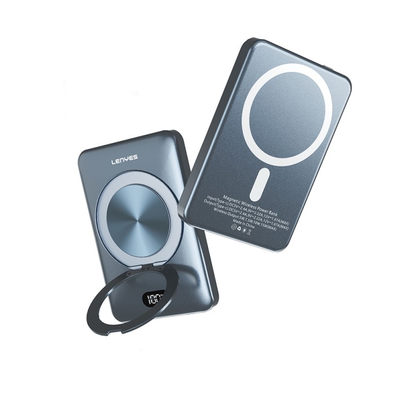 Bal-z Lenyes PW0007D 20W Dijital LED Ekranlı Yüzük Standlı Wireless Powerbank 15W 5000mAh