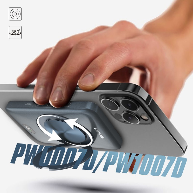 Bal-z Lenyes PW0007D 20W Dijital LED Ekranlı Yüzük Standlı Wireless Powerbank 15W 5000mAh