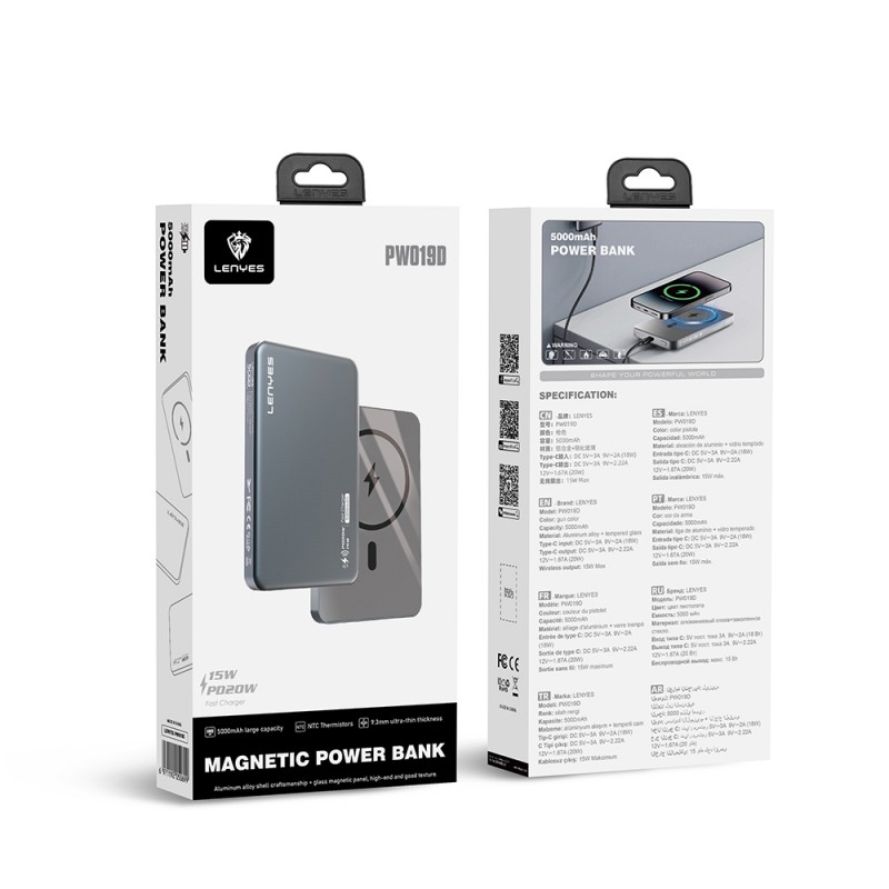 Bal-z Lenyes PW019D PD 20W Ultra İnce Hızlı Şarj Özellikli Wireless Powerbank 15W 5000mAh