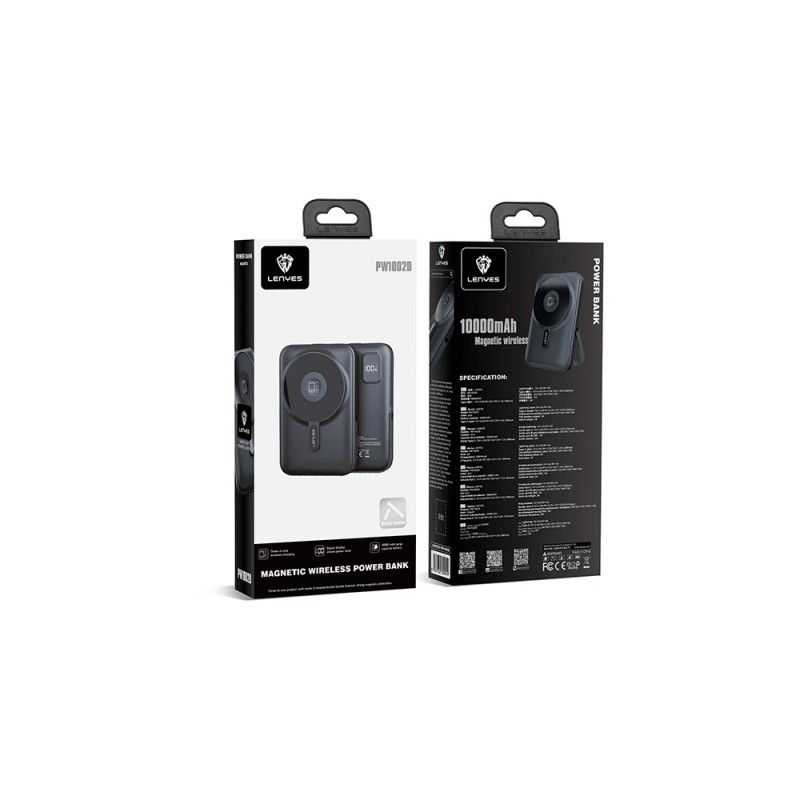 Bal-z Lenyes PW1002D 20W Dijital LED Ekranlı Standlı Wireless Powerbank 15W 10000mAh