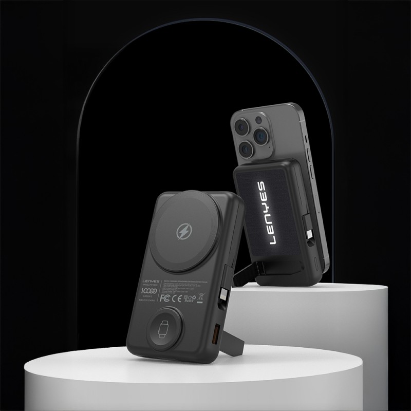 Bal-z Lenyes PW1003D 22.5W Dijital LED Ekranlı Akıllı Saat Kablosuz Şarj Özellikli Standlı Wireless Powerbank 15W 10000mAh