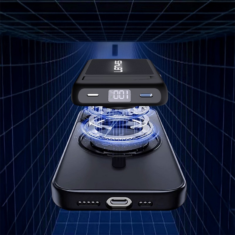 Bal-z Lenyes PW1003D 22.5W Dijital LED Ekranlı Akıllı Saat Kablosuz Şarj Özellikli Standlı Wireless Powerbank 15W 10000mAh