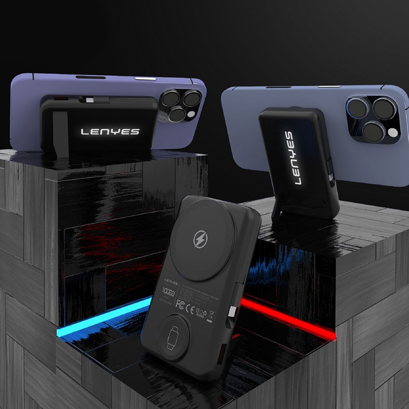 Bal-z Lenyes PW1003D 22.5W Dijital LED Ekranlı Akıllı Saat Kablosuz Şarj Özellikli Standlı Wireless Powerbank 15W 10000mAh