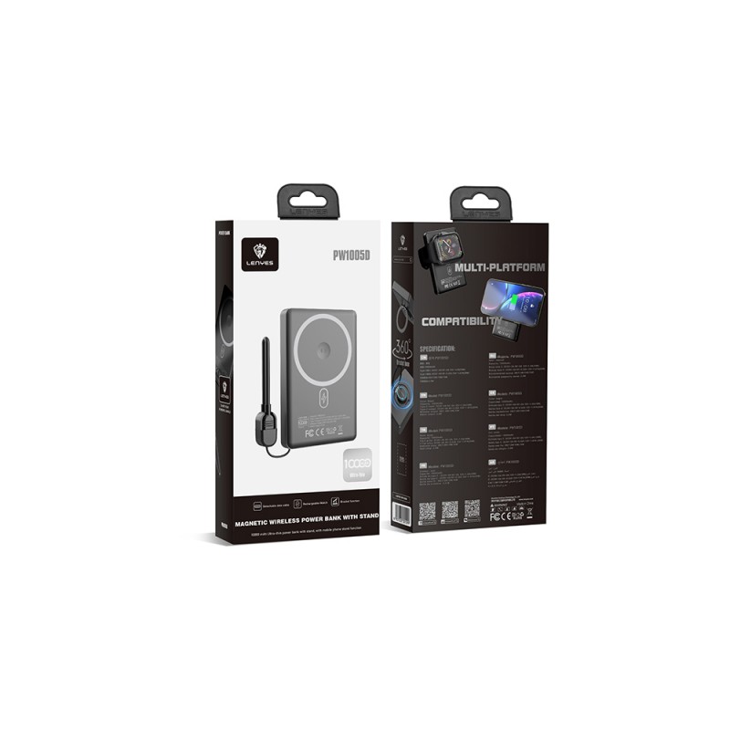 Bal-z Lenyes PW1005D Standlı Akıllı Saat Kablosuz Şarj Özellikli Wireless Powerbank 20W 10000mAh