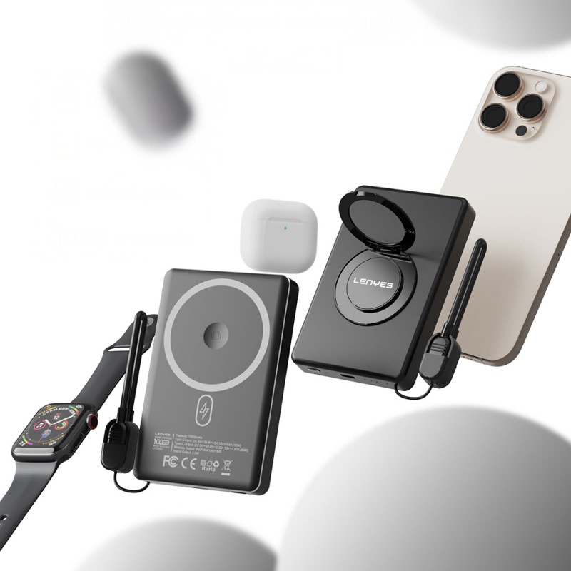 Bal-z Lenyes PW1005D Standlı Akıllı Saat Kablosuz Şarj Özellikli Wireless Powerbank 20W 10000mAh