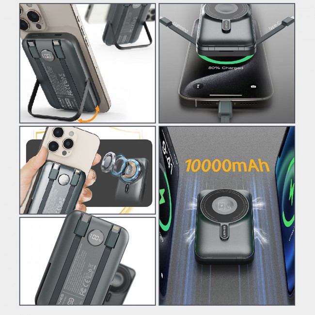 Lenyes PW1006D Dijital LED Ekranlı Standlı Wireless Powerbank 15W 10000mAh Lenyes PW1006D Dijital LED Ekranlı Standlı Wireless Powerbank 15W 10000mAh