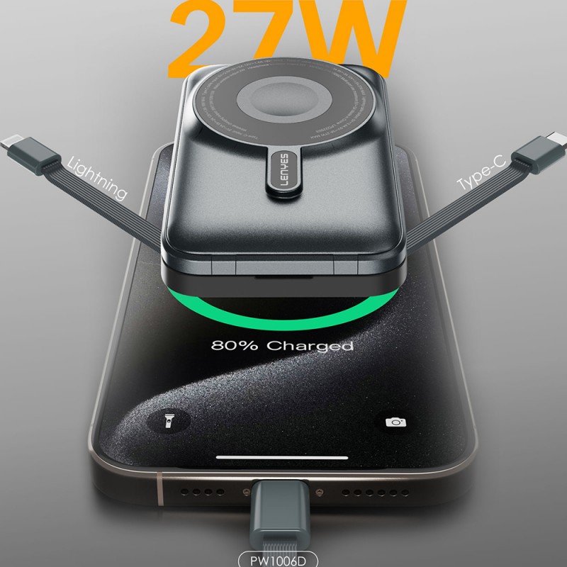 Bal-z Lenyes PW1006D Dijital LED Ekranlı Standlı Wireless Powerbank 15W 10000mAh