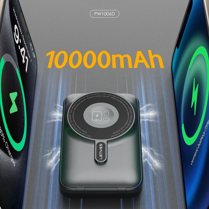 Bal-z Lenyes PW1006D Dijital LED Ekranlı Standlı Wireless Powerbank 15W 10000mAh