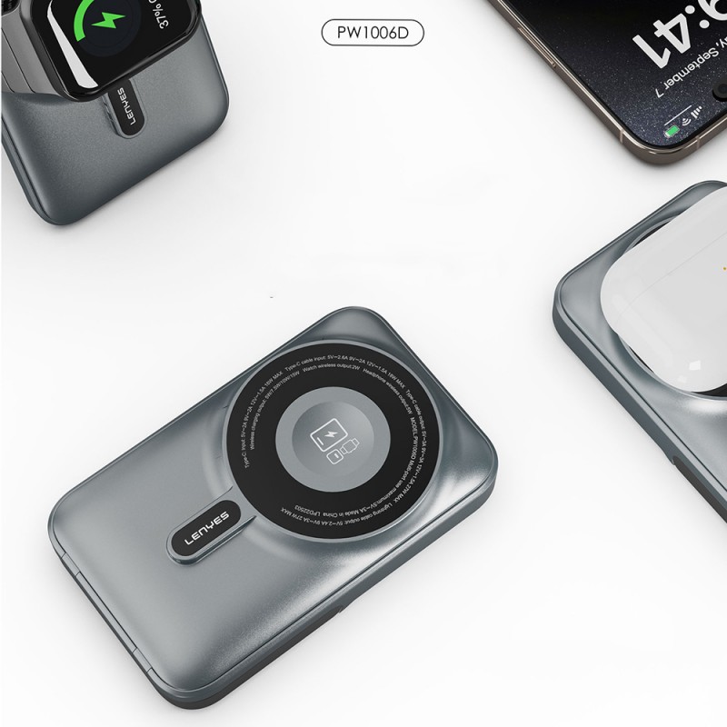 Bal-z Lenyes PW1006D Dijital LED Ekranlı Standlı Wireless Powerbank 15W 10000mAh