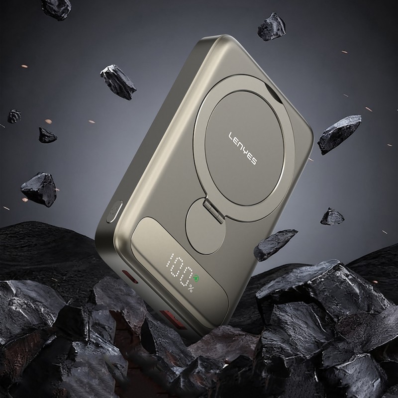 Bal-z Lenyes PW1012D PD 20W Dijital LED Göstergeli 360 Derece Dönebilen Standlı Kablosuz Şarj Özellikli Wireless Powerbank 15W 10000mAh