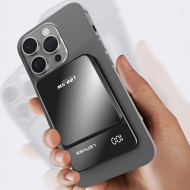Lenyes PW126D Dijital LED Ekranlı Kablosuz Şarj Özellikli Powerbank 22.5W 10.000mAh Lenyes PW126D Dijital LED Ekranlı Kablosuz Şarj Özellikli Powerbank 22.5W 10.000mAh