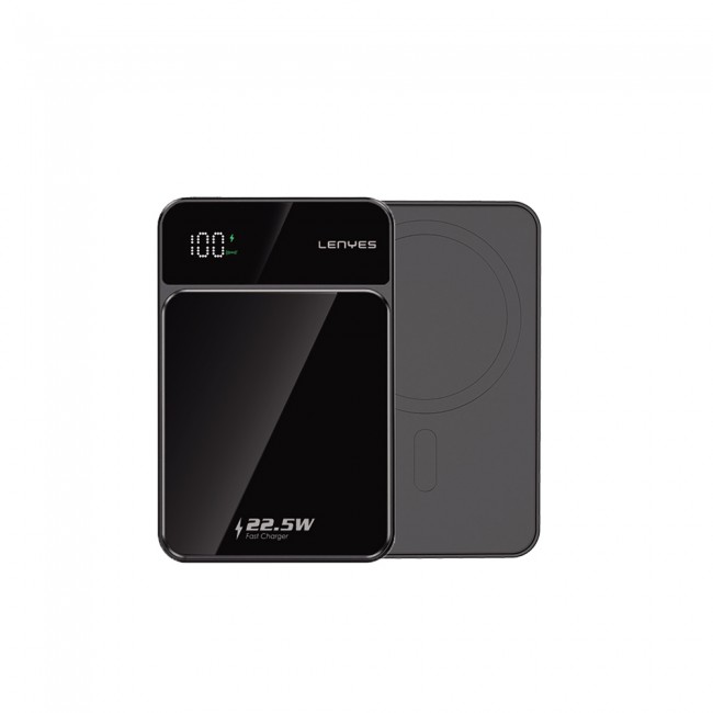 Lenyes PW126D Dijital LED Ekranlı Kablosuz Şarj Özellikli Powerbank 22.5W 10.000mAh Lenyes PW126D Dijital LED Ekranlı Kablosuz Şarj Özellikli Powerbank 22.5W 10.000mAh